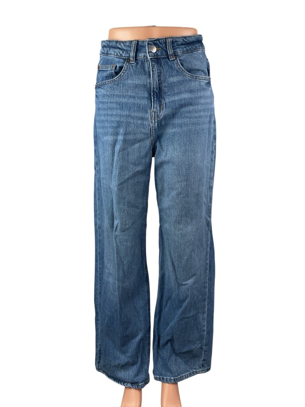 H&M Women's Blue High Waisted Wide Leg Baggy Y2k Casual Denim Jeans Size 8